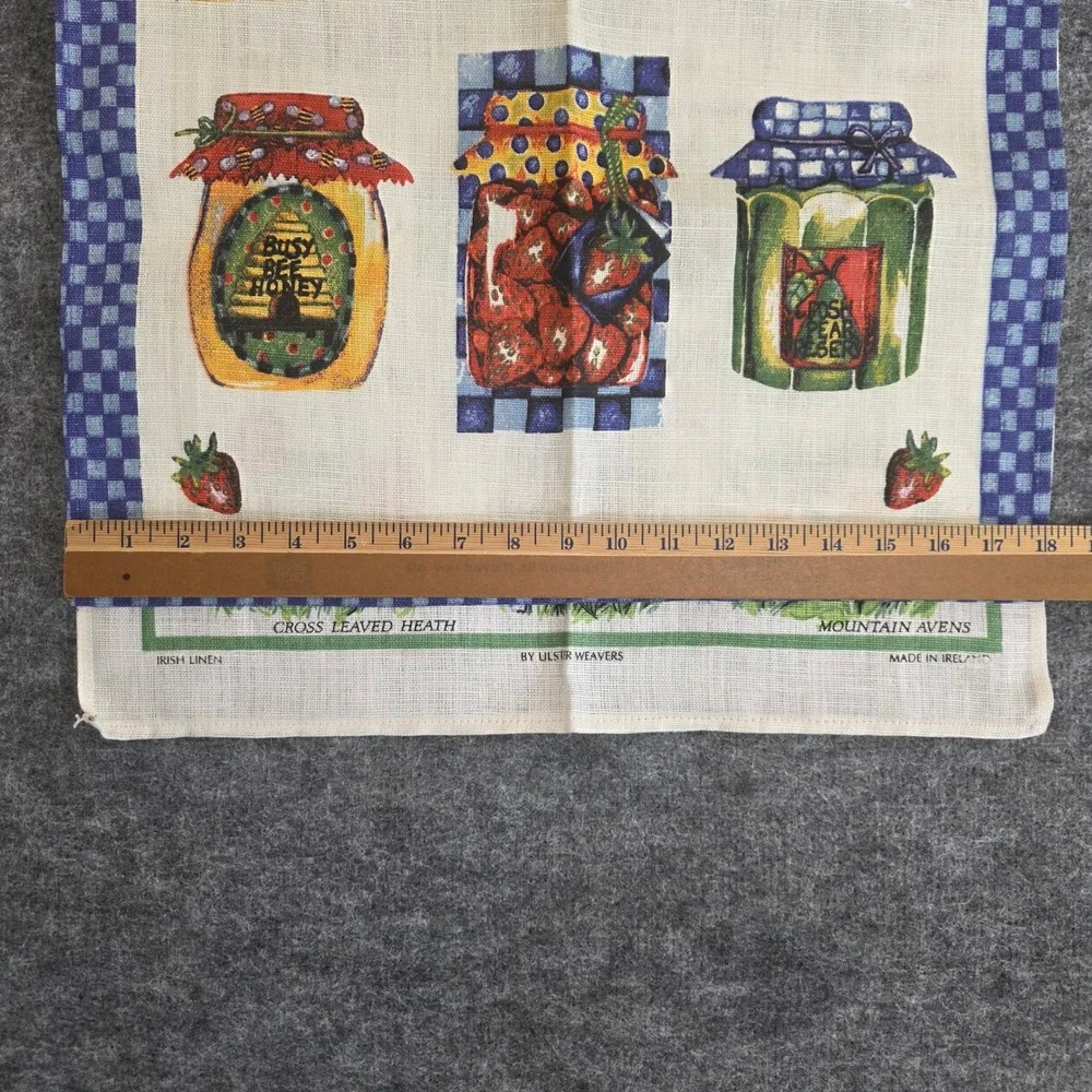VTG 2 Pairs Ulster Weavers‎ Irish Linen Tea Towels Wild Flowers Jam Jars Kitchen